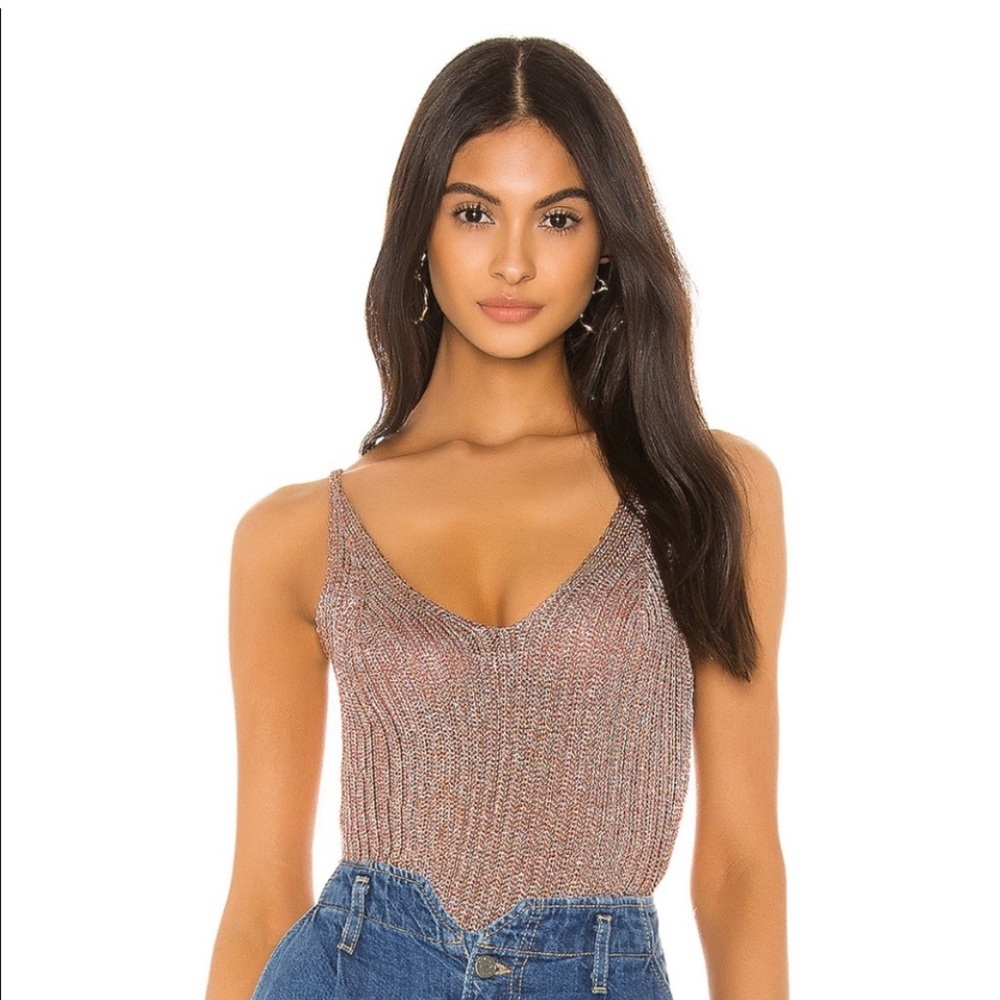 Free People Gold Coast shimmery bodysuit XS NWOT